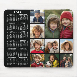 Kalender - 9 foto collage - zwart muismat