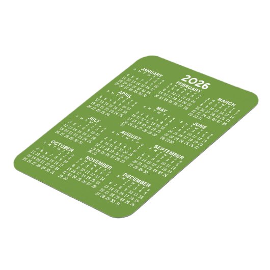 Kalender - Basic Minimal Groen en Wit Modern Magneet (Linkerzijde)