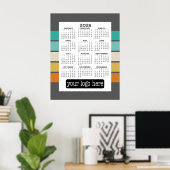 Kalender - Basic Zwart Wit Minimaal Poster (Thuiskantoor)