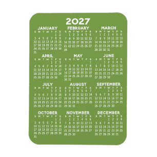 Kalender - Basis Minimaal Groen en Wit Modern Magneet