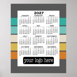 Kalender - Basis Zwart Wit Minimaal Poster