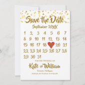 Kalender Bewaar de Datum Goud Hartjes Confetti Save The Date (Voorkant)