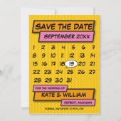 Kalender Bewaar de datum Leuk Retro Stripboek Save The Date (Voorkant)