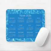 Kalender blauw water gestructureerd muismat (Met muis)