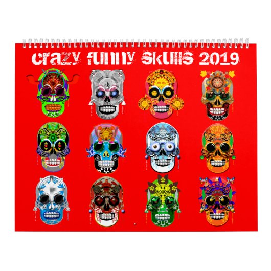 Kalender, Crazy Funny Skulls 2019 Kalender (Hoes)