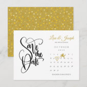 Kalender Cupid Gold Love Heart Save the Date Briefkaart (Voorkant / Achterkant)