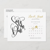 Kalender Cupid Gold Love Heart Save the Date Briefkaart (Voorkant / Achterkant)