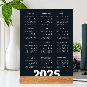 Kalender Deutsch 2025 Jaarlijks Modern Zwart-wit Acryl Bord