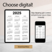 Kalender Deutsch 2025 Zwart-wit minimalistisch Kaart