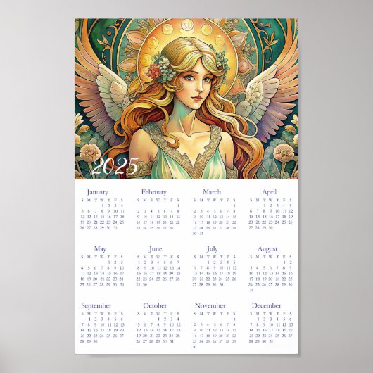  Kalender Engel Art Deco 2025. Poster (Voorkant)