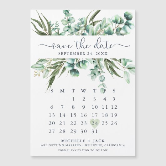Kalender Eucalyptus Eenvoudig De datum magneet ops (Voorkant)