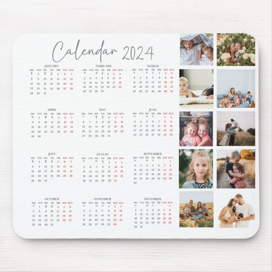 Kalender foto collage script trendy minimalist muismat (Voorkant)
