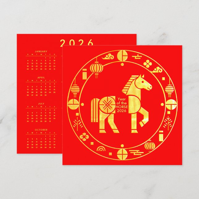 Kalender Goud Chinees Nieuwjaar 2026 (Voorkant / Achterkant)