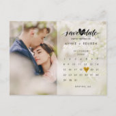Kalender Goud Liefde Hart Foto Bewaar de datum Briefkaart (Voorkant)