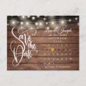 Kalender Gouden Hart Rustieke Houten Save the Date Aankondigingskaart (Voorkant)