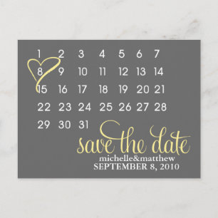 Kalender Huwelijksaankondiging Postkaarten {geel} Aankondigingskaart