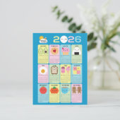 Kalender Kawaii Food 2026 Briefkaart (Staand voorkant)