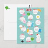 Kalender Kawaii Life 2025 Briefkaart (Voorkant / Achterkant)