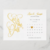 Kalender Liefde Hart Bewaar de Datum Goud Folie Uitnodiging (Voorkant)