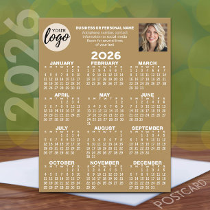 Kalender - logo, foto, zakelijk contact - golden briefkaart