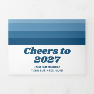 Kalender - Logo - Marine Retro Strepen Zakelijk Drieluik Wenskaart