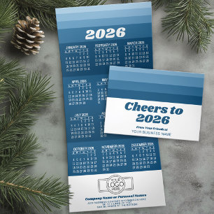 Kalender - Logo - Navy Retro Stripes Zakelijk Drieluik Wenskaart