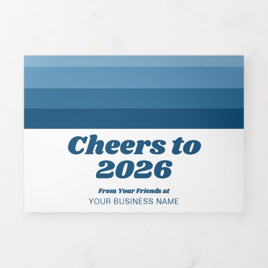 Kalender - Logo - Navy Retro Stripes Zakelijk Drieluik Wenskaart (Cover)