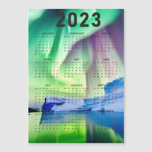 Kalender Magnet - Aurora Borealis over water