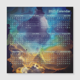 Kalender Magnet - Space Nebula blauw geel