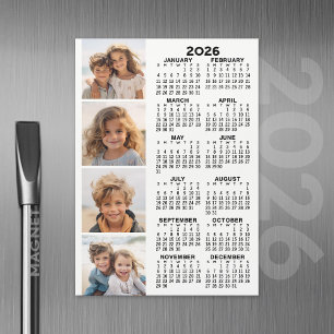 Kalender met 4 Fotocollage Magnetische Kaart Wit