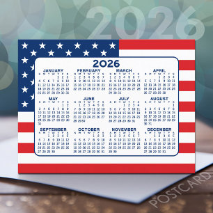 Kalender met Amerikaanse vlag - Rood Wit Blauw Briefkaart