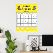 Kalender met berenposter om de uitgerekende datum  poster (Thuiskantoor)
