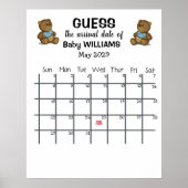 Kalender met berenposter om de uitgerekende datum  poster (Voorkant)
