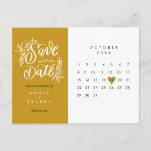 Kalender met datum bewaren Goud Hart Liefde Briefkaart
