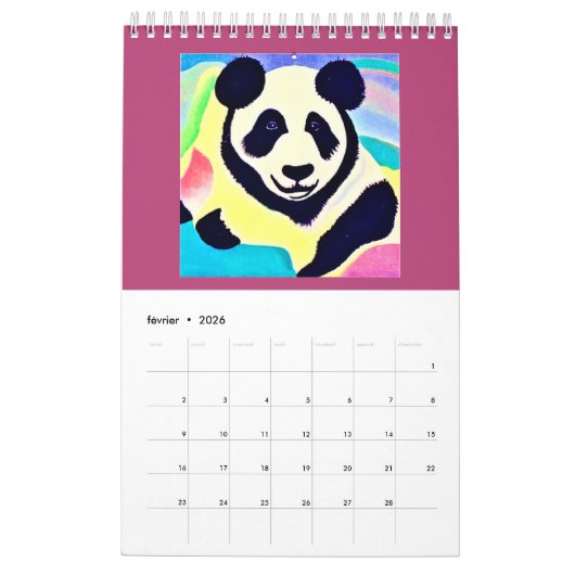 Kalender met dubbele pagina Klein, wit Dieren (Feb 2026)