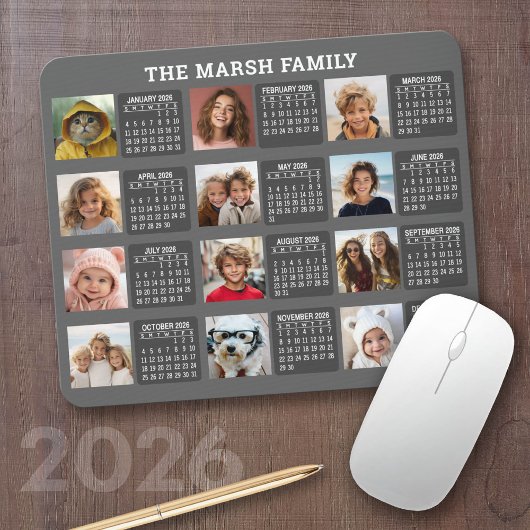 Kalender met een Afbeelding voor elke maand Muismat