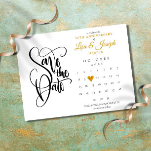 Kalender met gouden hart voor 50-jarig jubileum briefkaart