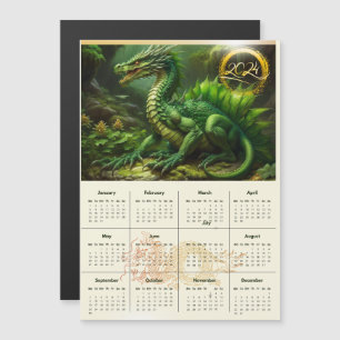 Kalender met groene draak. Kalender voor 2024