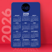 Kalender met Logo Basic Blue White Minimal Magneet