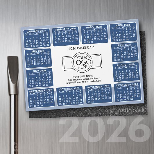 Kalender met logo Contactgegevens Blue Magnet