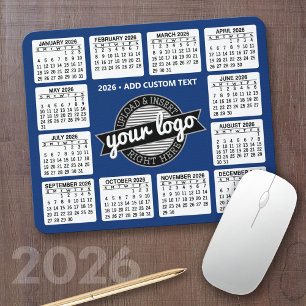 Kalender met logo en Tekst - Blauw en Wit Muismat