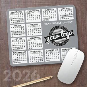 Kalender met logo en Tekst - Grijs en Wit Muismat