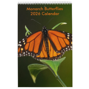 Kalender met monarchvlinders op één pagina