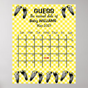 Kalender met voetafdrukken poster om de uitgereken