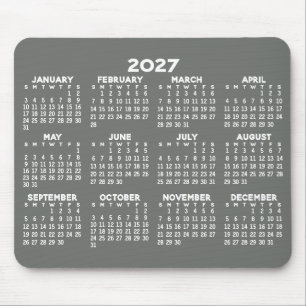 Kalender - modern grijs en wit eenvoudig muismat