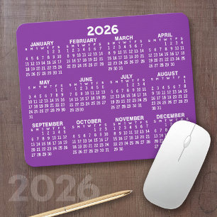 Kalender - modern paarse en witte eenvoudig muismat