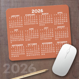 Kalender - moderne terra cotta en wit eenvoudig muismat