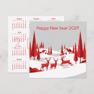 Kalender Nieuwjaar 2027 Vierkant Zakelijk Kaartje Kaart