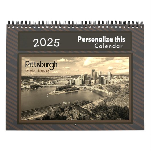 Kalender Pittsburgh Foto's sepia-Personaliseer het (Hoes)