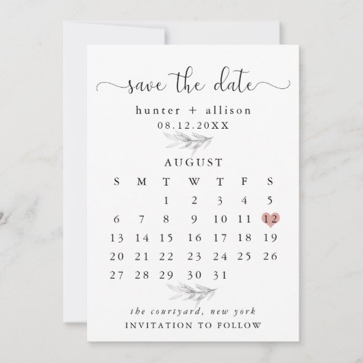 Kalender Reserveren Save The Date (Voorkant)
